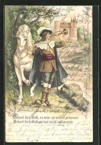 Präge-AK Behüt Dich Gott!, es wär zu schön gewesen, Trompeter von Säckingen
