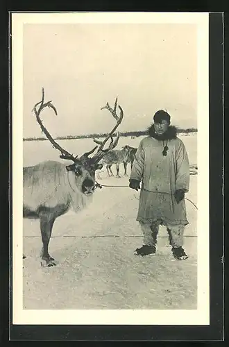 AK Eskimo mit Rentier