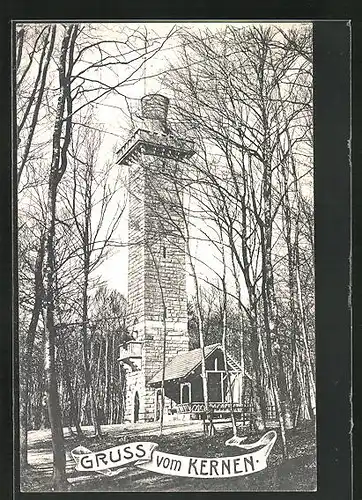 AK Fellbach, Aussichtsturm auf dem herbstlichen Kernen