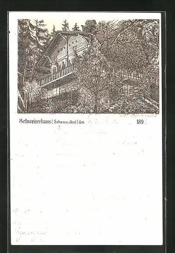 Vorläufer-AK Schwarzburg / Schwarzatal, 1893, Restaurant Schweizerhaus mit Terrasse