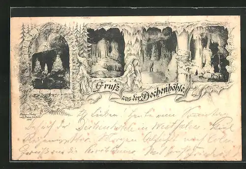 Vorläufer-AK Iserlohn, 1895, Innenansicht der Dechenhöhle