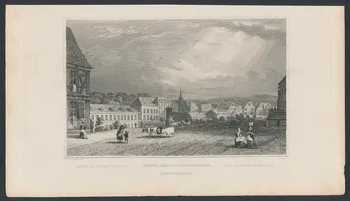 Stahlstich Langen-Schwalbach, Badder zur Stadt, Stahlstich von Tombleson um 1840, 15 x 24cm