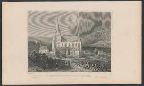 Stahlstich Oberwesel, Liebfrauen Kirche, Stahlstich von Tombleson um 1840, 15 x 24cm