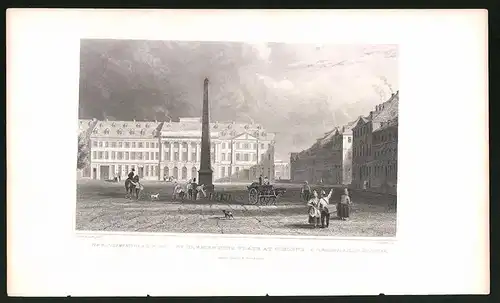 Stahlstich Coblenz, St. Clementius Platz, Stahlstich von Tombleson um 1840, 15 x 24cm