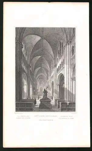 Stahlstich Bonn, Inneres der Domkirche, Stahlstich von Tombleson um 1840, 15 x 24cm