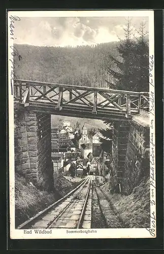 AK Bad Wildbad, Sommerbergbahn, Blick aufs Bad