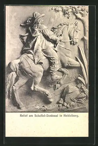 AK Heidelberg, Relief am Scheffel-Denkmal