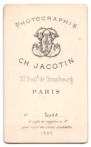 Fotografie ch. Jacotin, Paris, 37, Boulevard de Strasbourg, Portrait bürgerlicher Herr mit Schnauzbart