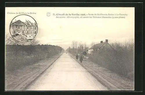 AK Circuit de la Sarthe 1906, Route de St-Mars-la-Briere a la Fourche