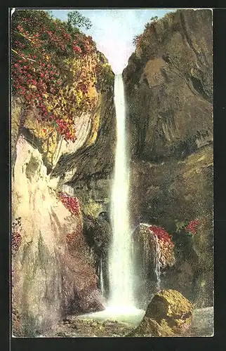 Künstler-AK Gorges du Loup, La Cascade du Courmes, Wasserfall