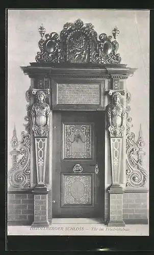 AK Heidelberg, Schloss Heidelberg, Tür im Friedrichsbau