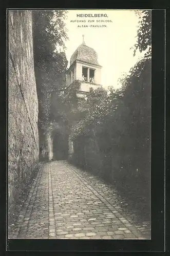 AK Heidelberg, Aufgang zum Schloss, Altan-Pavillon