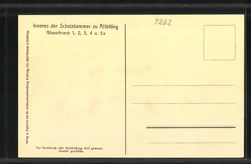 AK Altötting, Inneres der Schatzkammer, die Glasschränke 1 bis 5