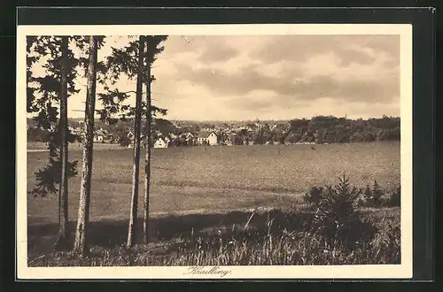 AK Krailling, Panoramaansicht der Ortschaft von den Feldern aus