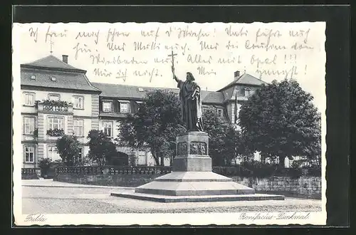 AK Fulda, am Bonifacius-Denkmal