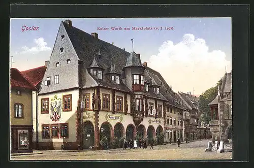 AK Goslar, Kaiser Worth am Marktplatz