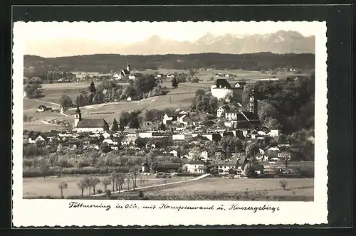 AK Tittmoning in Obb., Ortstotale mit Blick zum Kaisergebirge