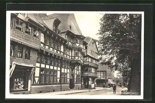 AK Goslar, Fachwerkhäuser in der Marktstrasse