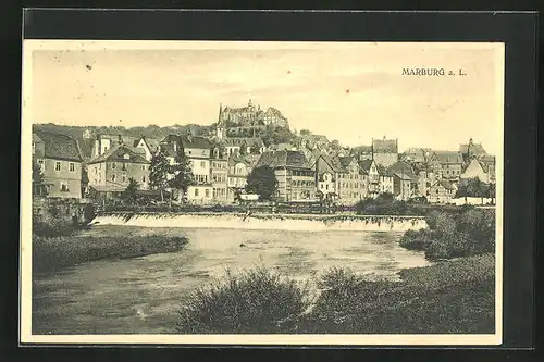 AK Marburg a.Lahn, Blick auf die Stadt und das Schloss