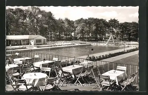 AK Waltrop i. Westf., auf der Terrasse des Freibads