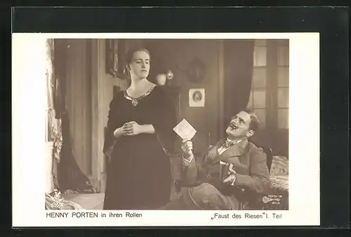 AK Schauspielerin Henny Porten in einer Filmszene aus Faust des Riesen, I. Teil