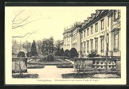 AK Ludwigsburg, Gartenparterre am neuen Corps de Logis