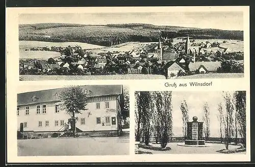 AK Wilnsdorf, Gasthof Albert Wagner, Kriegerdenkmal