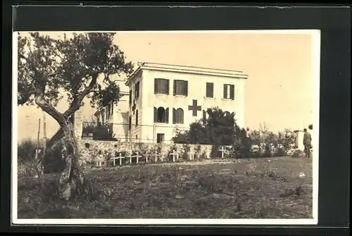 AK Marino, Lazarett-Haupt-Verbandsplatz mit Friedhof 1944