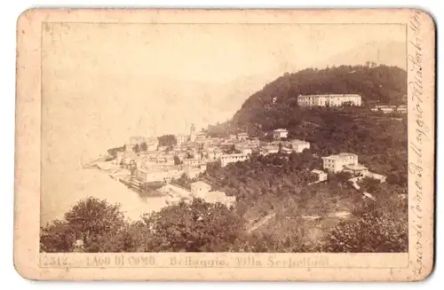 Fotografie G. Sommer, Napoli, Ansicht Bellaggio / Lago di Como, Stadtansicht mit Villa