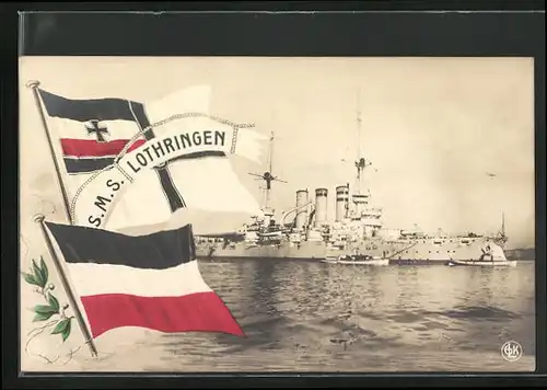 AK Kriegsschiff SMS Lothringen, Reichskriegsflagge