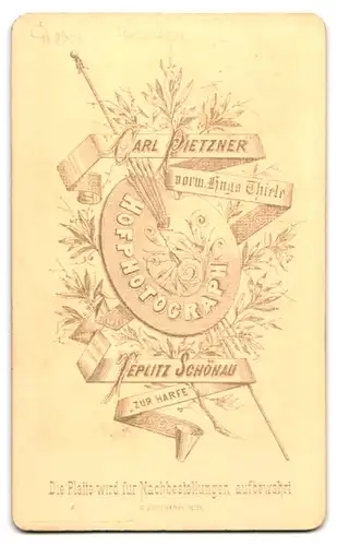 Fotografie Carl Pietzner, Teplitz Schönau, Zur Harfe, bürgerlicher Herr im Anzug