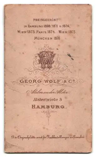 Fotografie Georg Wolf & Co., Hamburg, Alsterwiete 8, ältere Dame in eleganter Kleidung