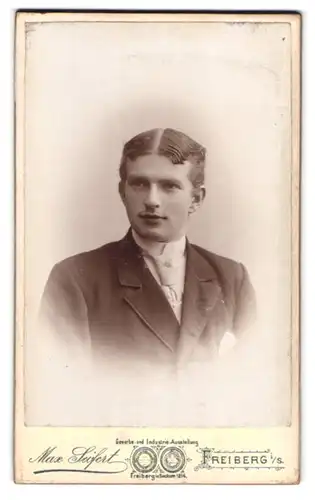 Fotografie Max Seifert, Freiberg i. S., Bahnhofstr. 18, Portrait charmanter junger Mann mit Krawatte im Jackett