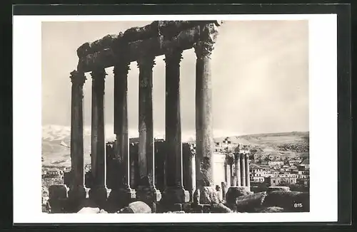 AK Baalbek, Ruine eines Tempels während Ausgrabungen