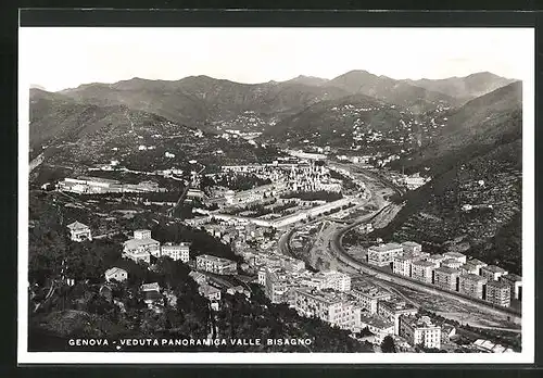 AK Genova, Veduta panoramica valle Bisagno