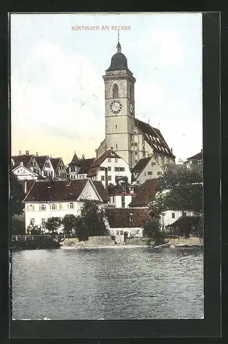 AK Nürtingen am Neckar, Ortsansicht mit Neckar