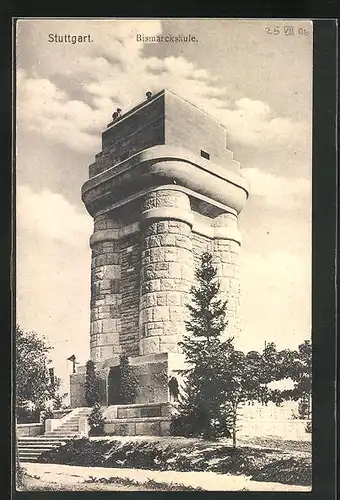 AK Stuttgart, Bismarcksäule im Sonnenschein