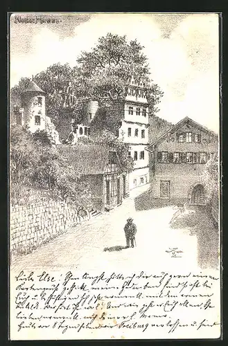Künstler-AK Hirsau, Strasse am Kloster