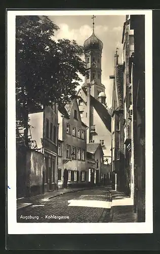 AK Augsburg, Kohlergasse mit Kirche