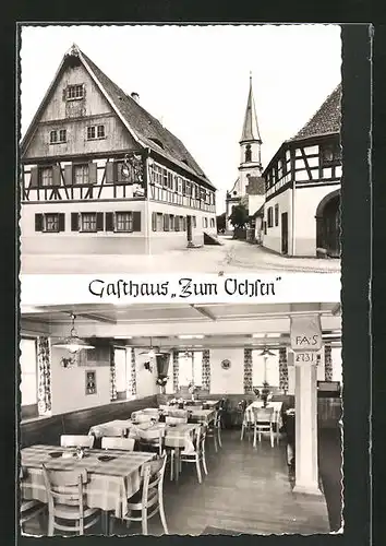AK Grafenhausen bei Lahr / Baden, Gasthaus Zum Ochsen mit Innenansicht