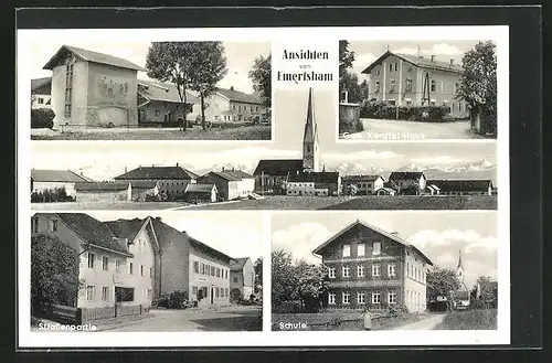 AK Emertsham, Strassenpartie, Schule, Gem. Kanzlei-Haus