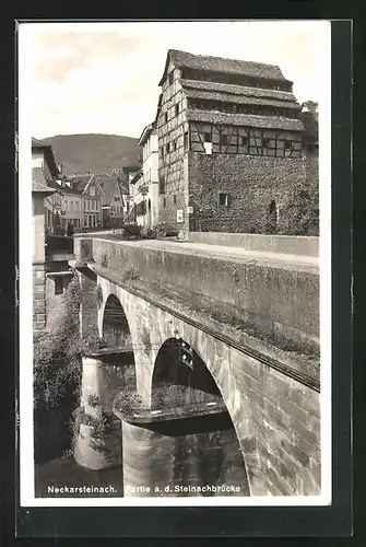 AK Neckarsteinach, Partie a. d. Steinachbrücke