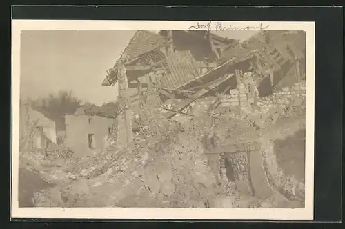 Foto-AK Brimont, Zerstörtes Gebäude nach Krieg
