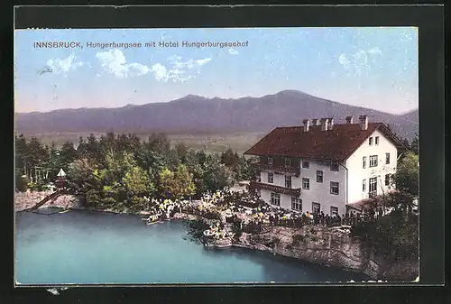 AK Innsbruck, Hungerburgsee mit Hotel Hungerburgseehof