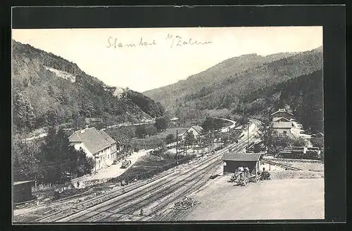 AK Stambach b. Zabern, Bahngleise aus der Vogelschau