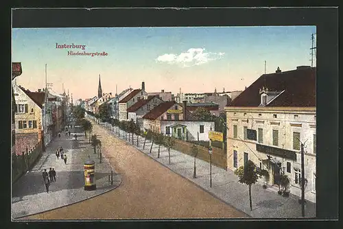 AK Insterburg, Hindenburgstrasse aus der Vogelschau