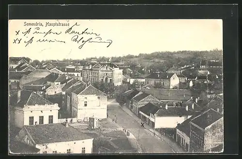 AK Semendria, Hauptstrasse aus der Vogelschau