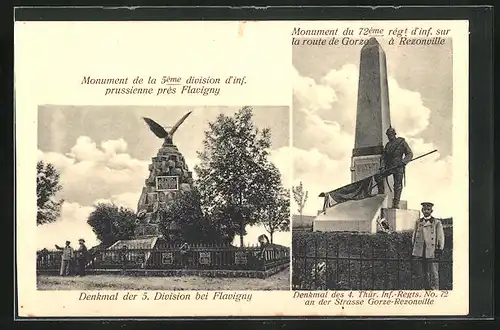 AK Flavigny, Denkmal der 5. Division, Denkmal des 4. Thür. Inf.-Regts. Nr 72