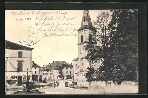 AK Cirey, Brunnen, Kirche