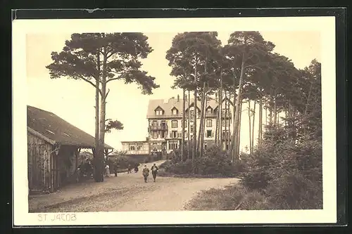 AK St. Jacob, Strassenpartie mit Gasthaus